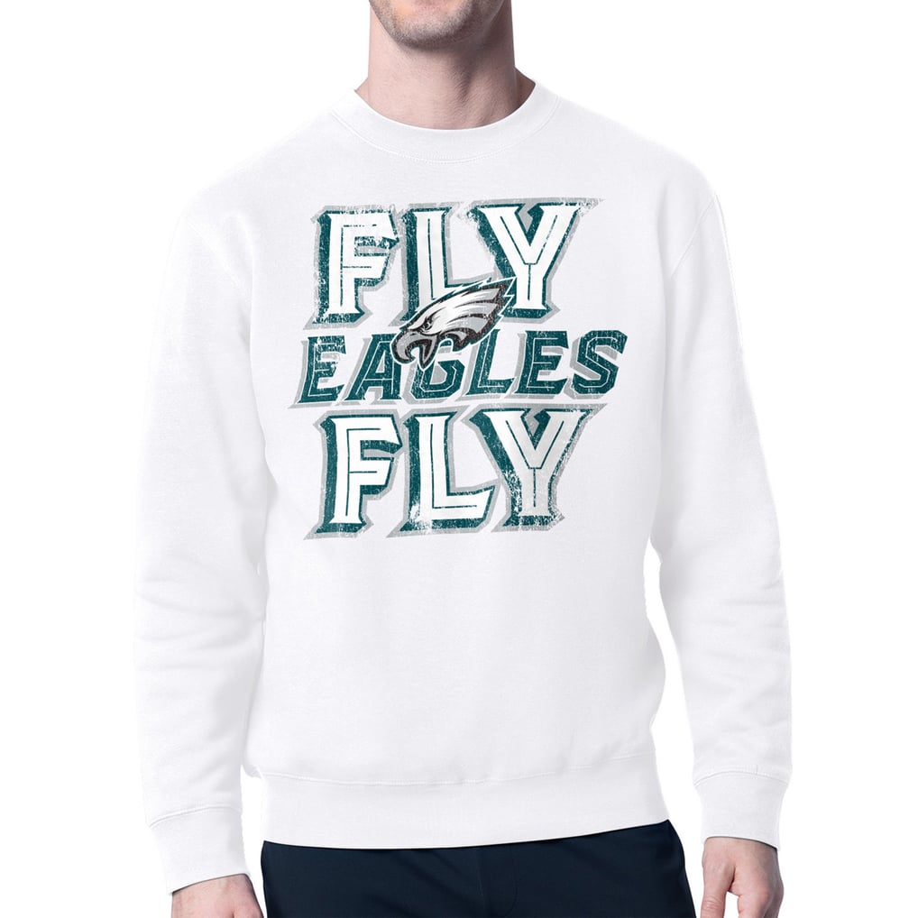  Philadelphia Eagles Starter Distressed Team Phrase Fleece Pullover Sweatshirt - White